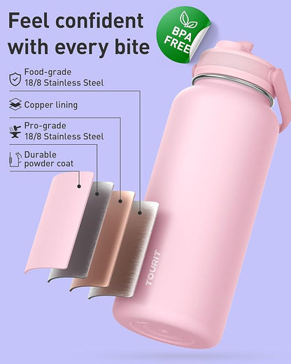 TOURIT 32 oz Insulated Water Bottle, Stainless Steel Bottle - Image 2