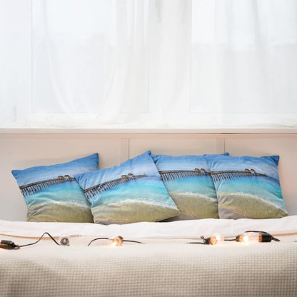 Ambesonne Dock Decorative Throw Pillow Case Pack of 4, Naples Pier Paradise - Image 6