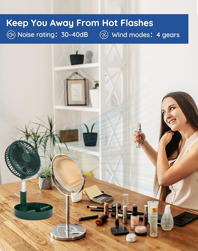 Primevolve Battery Operated Fan, Portable Rechargeable USB Floor Table Desk Fan - Image 5