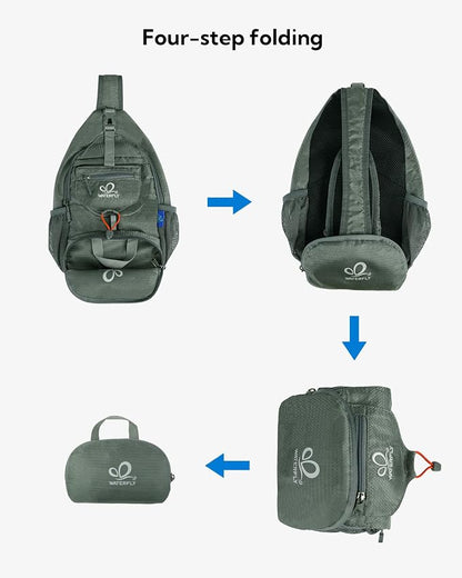 WATERFLY Packable Small Crossbody Sling Backpack Shoulder Chest Bag Daypack - Image 6