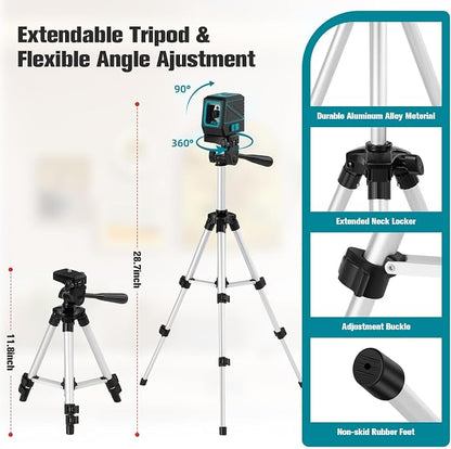 Laser Level with Tripod, 100 feet Green Cross Line Self Rotary Leveling Laser - Image 2