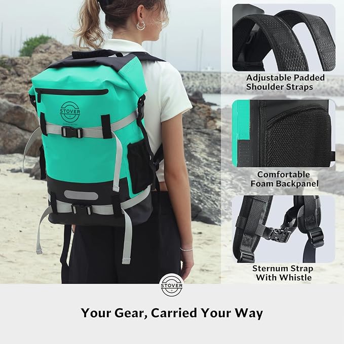 STOVER 5/10/25/30/40/55L Waterproof Dry Bag- Roll-Top Backpack w/Phone Case- - Image 5