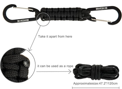 BRAVESHINE Paracord Keychain Carabiner Clip, D Ring Lanyard Hanger Stroller Hook - Image 8