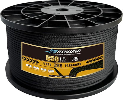 Paracord 550 lb, 7 Strand Paracord Rope 1000ft 4mm, Nylon Parachute Cord by FISHLUND