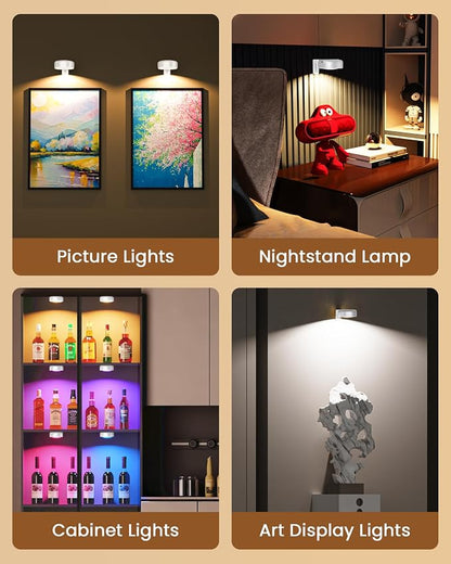 Picture Lights for Wall, Wireless 2000mAh Rechargeable Magnetic LED Puck Lights - Image 3