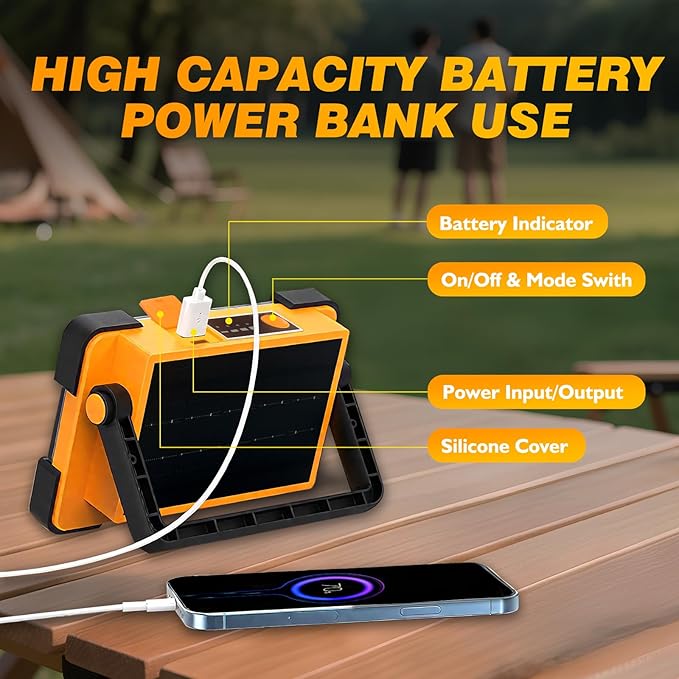 120W Solar Rechargeable Work Light, 144 LED 10000LM Led Work Light - Image 6