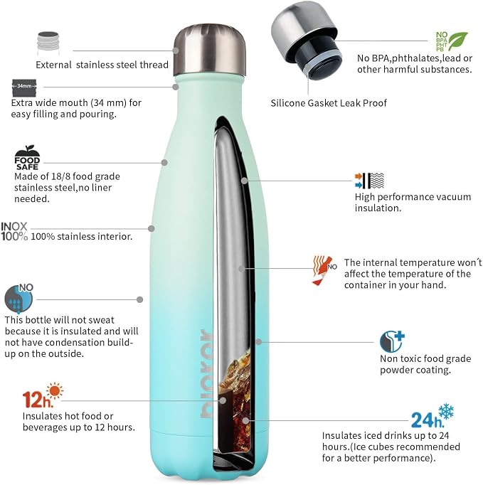 BJPKPK 17oz Insulated Stainless Steel Water Bottles, Sports Water Bottles Keep - Image 3