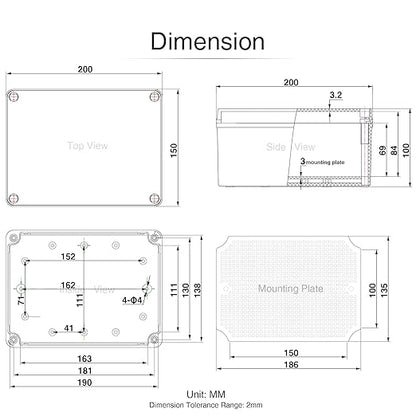 QILIPSU Junction Box with Mounting Plate 200x150x100mm - Image 6