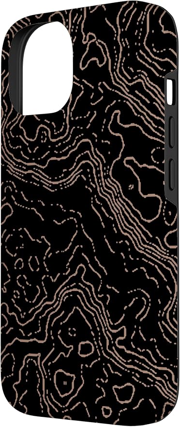 Topography Black & Brown Abstract Pattern Topographic Map Case - Image 2