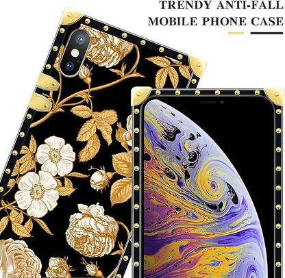 Compatible with iPhone XR Case, Blooming Rose Golden Flower Luxury Golden - Image 4