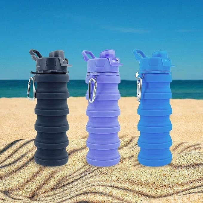 Collapsible Water Bottles 3 Pack Silicone Water Bottle - Image 7