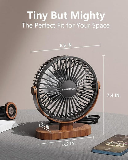 SWEETFULL 6.5 Inch USB Small Desk Fan, 3 Speeds Quiet Portable Desktop Table Fan - Image 3