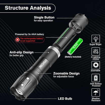 RECHOO 6Pack LED Flashlight, Bright Small Flashlights High Lumens - Image 6