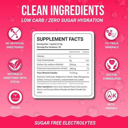 Dr. Price’s Electrolytes Hydration Powder Packets – Raspberry, 30 Packs | Sugar - Image 5