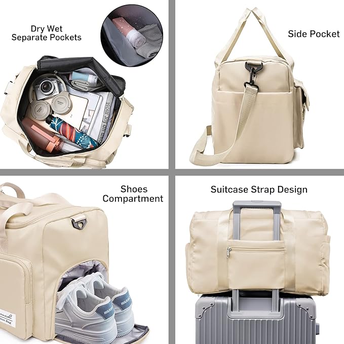 Suruid Sports Gym Bag with Shoes Compartment Travel Duffel Bag with Dry Wet - Image 3