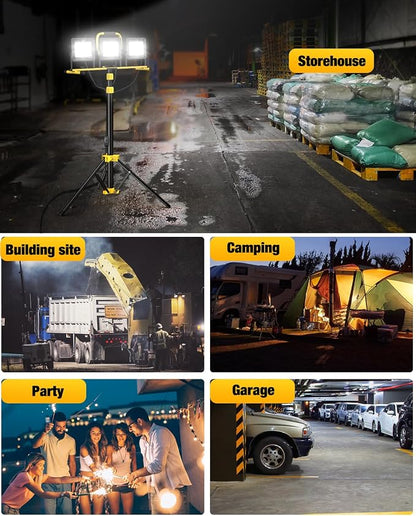 Upgraded LED Work Lights with Stand, 21000 Lumen, 3-Head Adjustable Work Light - Image 7