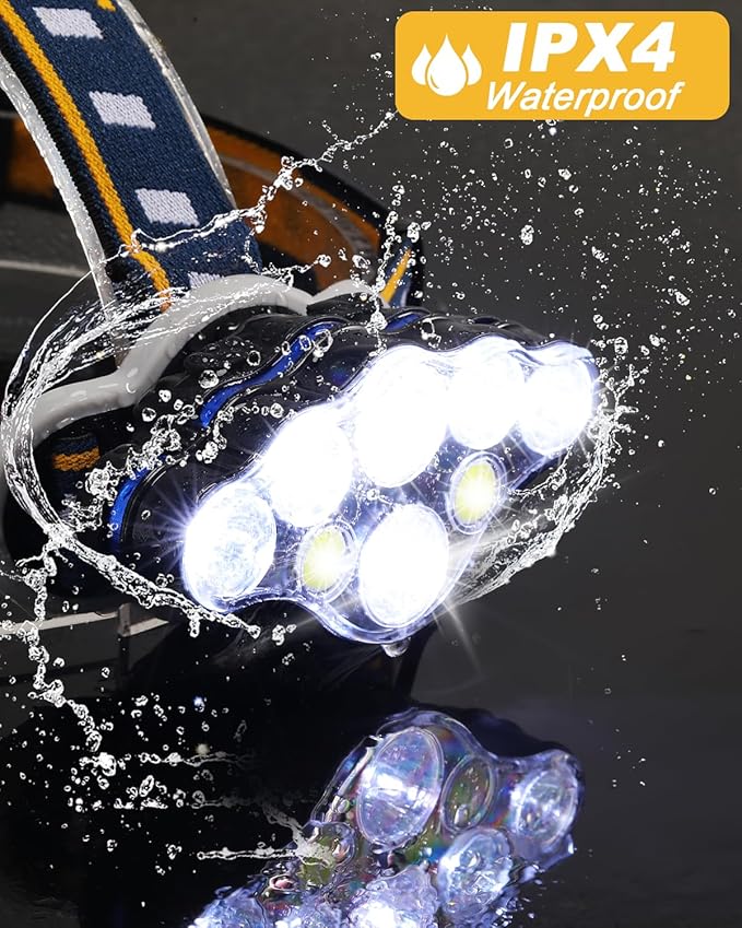 Rechargeable Headlamp, 8 LED Headlamp Flashlight 18000 Lumen 8 Modes - Image 4