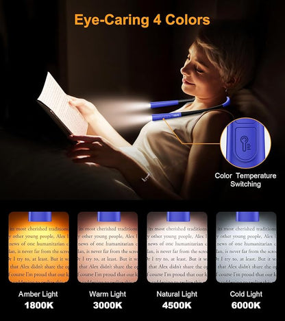 Gritin Book Light, Eye Caring 4-Color & 5-Brightness Neck Light Reading Light- - Image 3