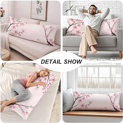 Couch Pillows Decorative Body Pillow Cover Cherry Blossom, Japanese Cherry Pink - Image 5
