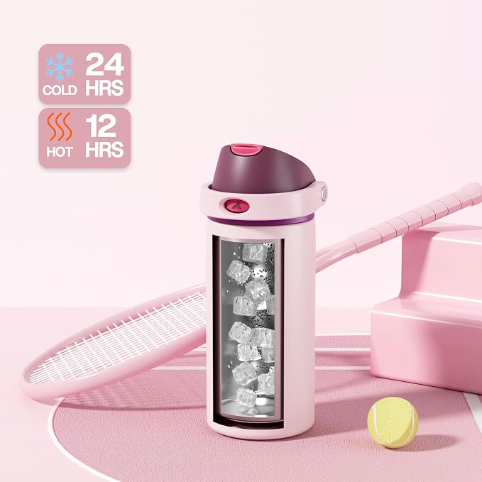 POWCAN 18 oz Stainless Steel Water Bottle: 2-in-1 Push-Button Spout & - Image 3