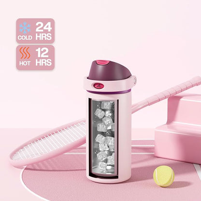 POWCAN 18 oz Stainless Steel Water Bottle: 2-in-1 Push-Button Spout & - Image 3