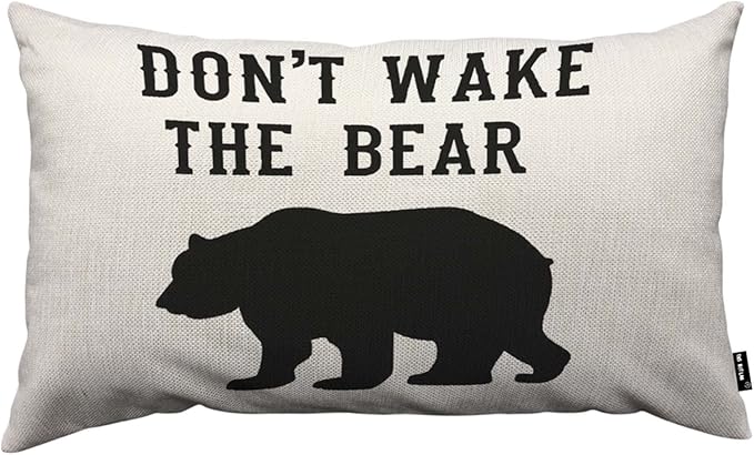 TKS MITLAN Don't Wake The Bear Decorative Pillow Covers Cool Animal Bear Black by TKS+MITLAN