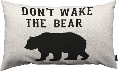 TKS MITLAN Don't Wake The Bear Decorative Pillow Covers Cool Animal Bear Black by TKS+MITLAN