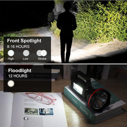 Rechargeable Spotlight Flashlight, High Lumens Handheld Spotlight, LED - Image 3