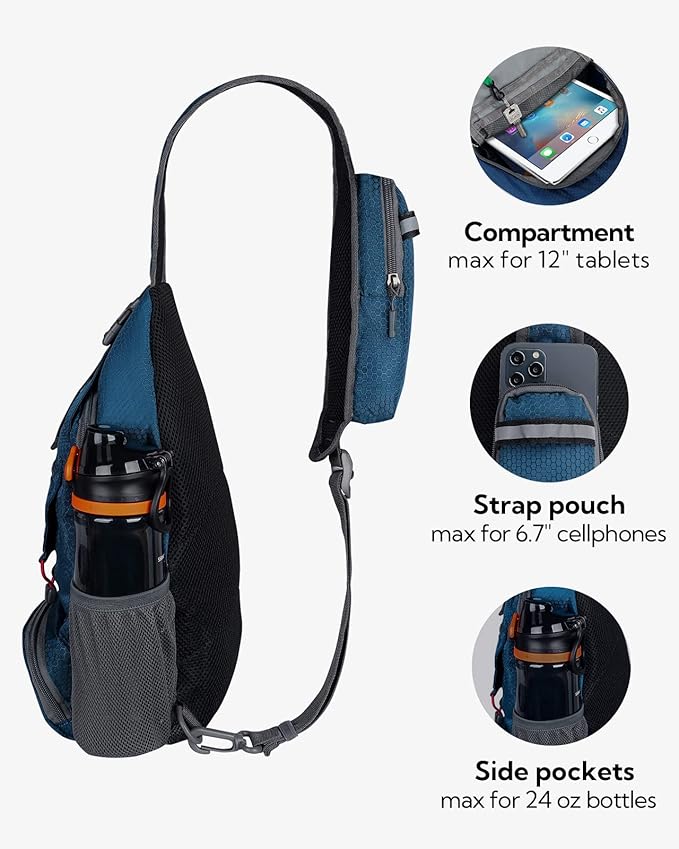 WATERFLY Packable Small Crossbody Sling Backpack Shoulder Chest Bag Daypack - Image 4
