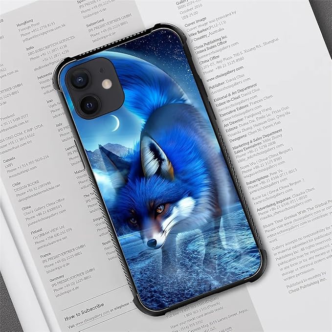 for iPhone 12/12 Pro Case, Snowy Mountain Fox Lake Pattern Graphic Design Girl - Image 7
