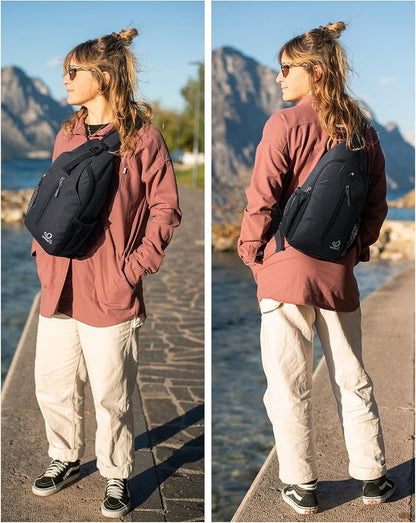WATERFLY RFID Crossbody Sling Backpack Sling Bag Travel Hiking Chest Bag Daypack - Image 7