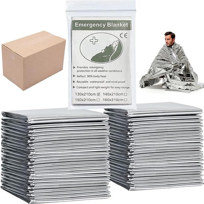 Emergency Foil Blanket Silver, Survival Thermal Mylar Blankets Individually by MIXIAO