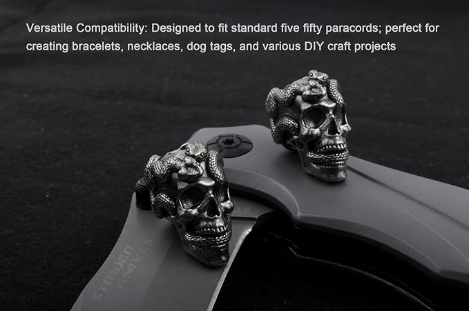 Skull Paracord Bead, 0.75x0.56x0.78 inches, - Image 8