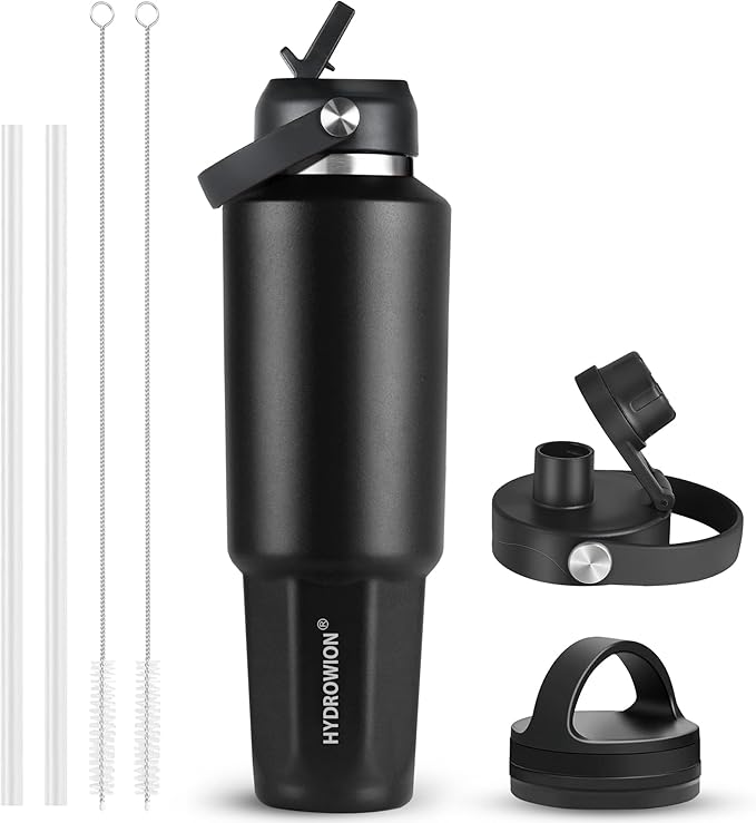 HYDROWION 32 oz Insulated Water Bottle, Car Water Bottle Holder by HYDROWION
