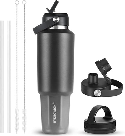 HYDROWION 32 oz Insulated Water Bottle, Car Water Bottle Holder by HYDROWION