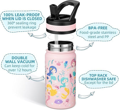 Fanhaw 14 Oz Kids Insulated Water Bottle - Image 2