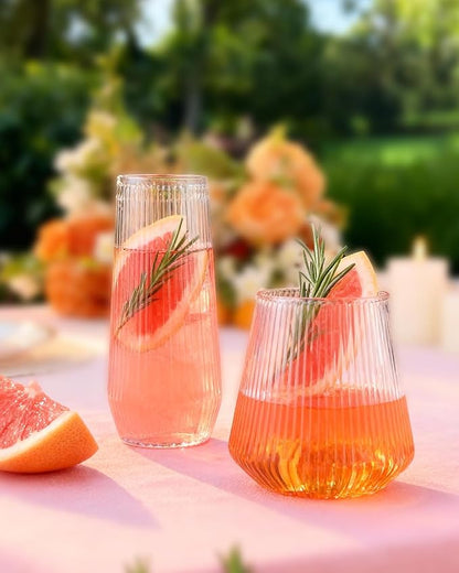 BESTSTAR 48 Pack Disposable Ribbed Origami Ripple Plastic Glasses Set - Image 6