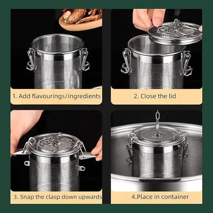 Stainless steel cylindrical seasoning filter, Mesh Design Tea Ball Strainer - Image 3