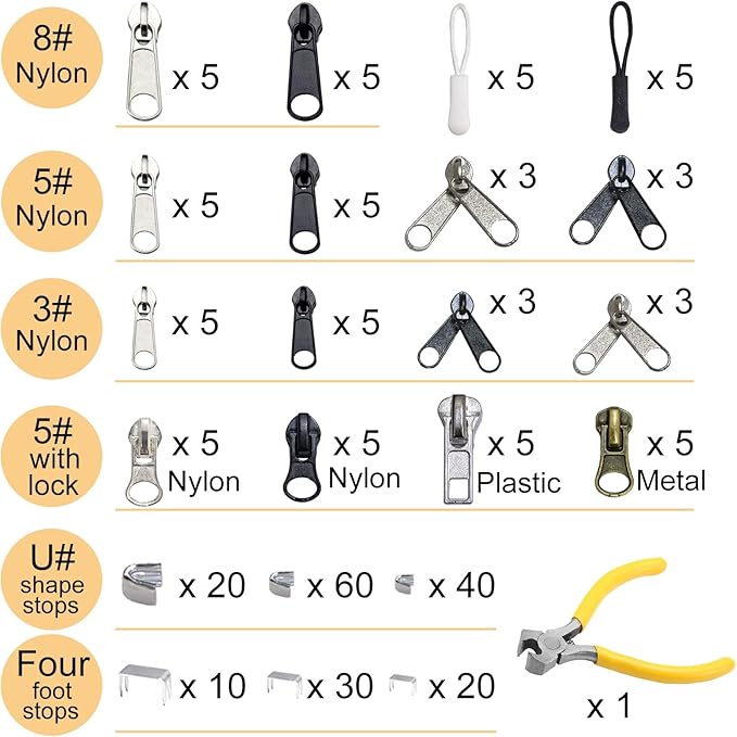254 Pcs Zipper Repair Kit with Case Include Zipper Replacement and Pull - Image 2