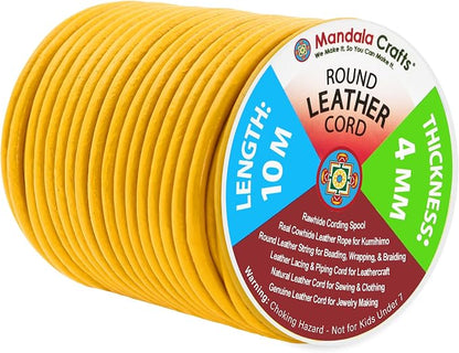 Mandala Crafts Round Genuine Mustard Yellow Leather Cord by MandalaCrafts