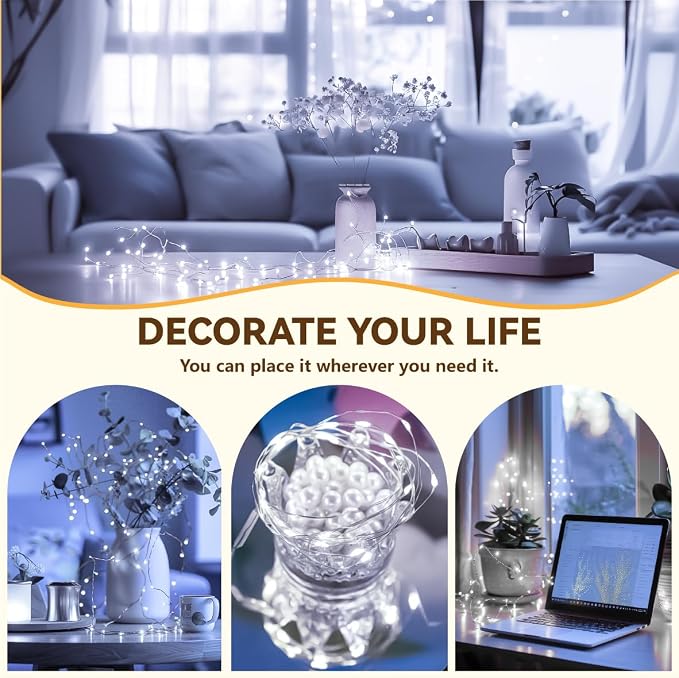 HXWEIYE Rechargeable Fairy Lights Battery Operated, DIY Timer & 8 Modes - Image 9