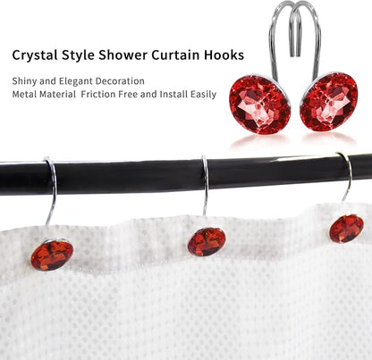 MitoVilla Red Christmas Shower Curtain Hooks Rings, Holiday Shower Hooks - Image 3