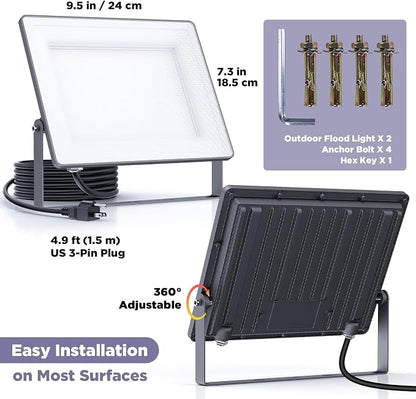 100W 12000LM Flood Lights Outdoor, Bright LED Work Light - Image 4