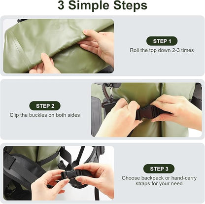 Waterproof Duffel Bag, 70L Large Motorcycle Dry Backpack, Heavy-Duty Roll Top - Image 4