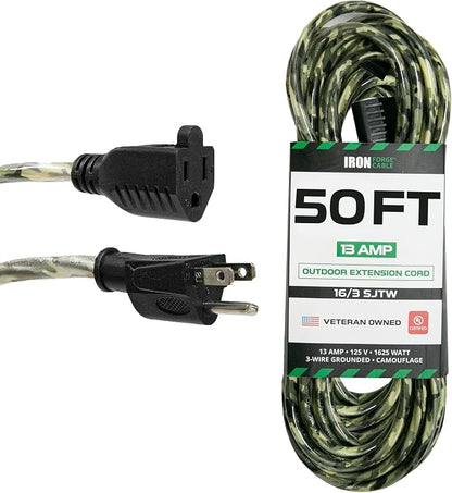 Iron Forge Cable Camo Outdoor Extension Cord 50 ft, 16/3 SJTW 50 Foot by IronForgeCable