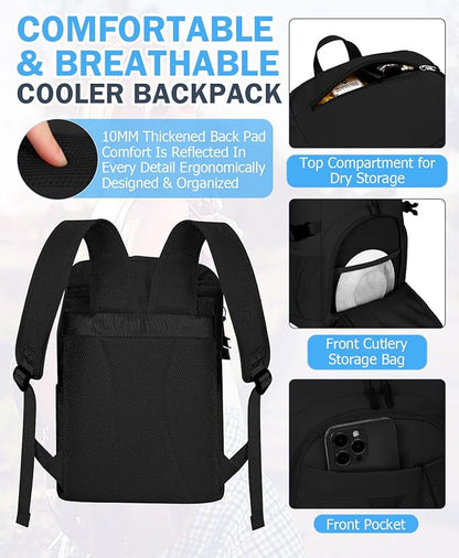 Cooler Backpack, 22L Waterproof Soft Backpack Coolers Leak Proof Beach Backpack - Image 4