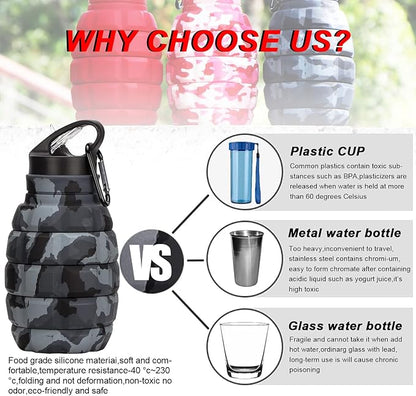 Collapsible Travel Water Bottle19.6 oz, Reuseable Silicone Foldable Water - Image 4