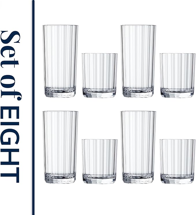 US Acrylic Faceted Clear Plastic Reusable Drinking Glasses 14oz Rocks & 18oz - Image 8