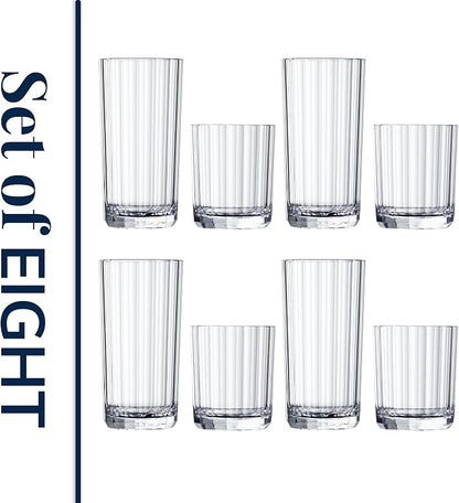 US Acrylic Faceted Clear Plastic Reusable Drinking Glasses 14oz Rocks & 18oz - Image 8