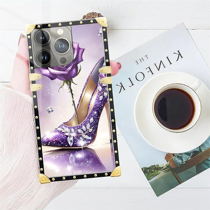 Compatible with iPhone 14 Pro Case, High Heeled Purple Diamond Rose Luxury - Image 7
